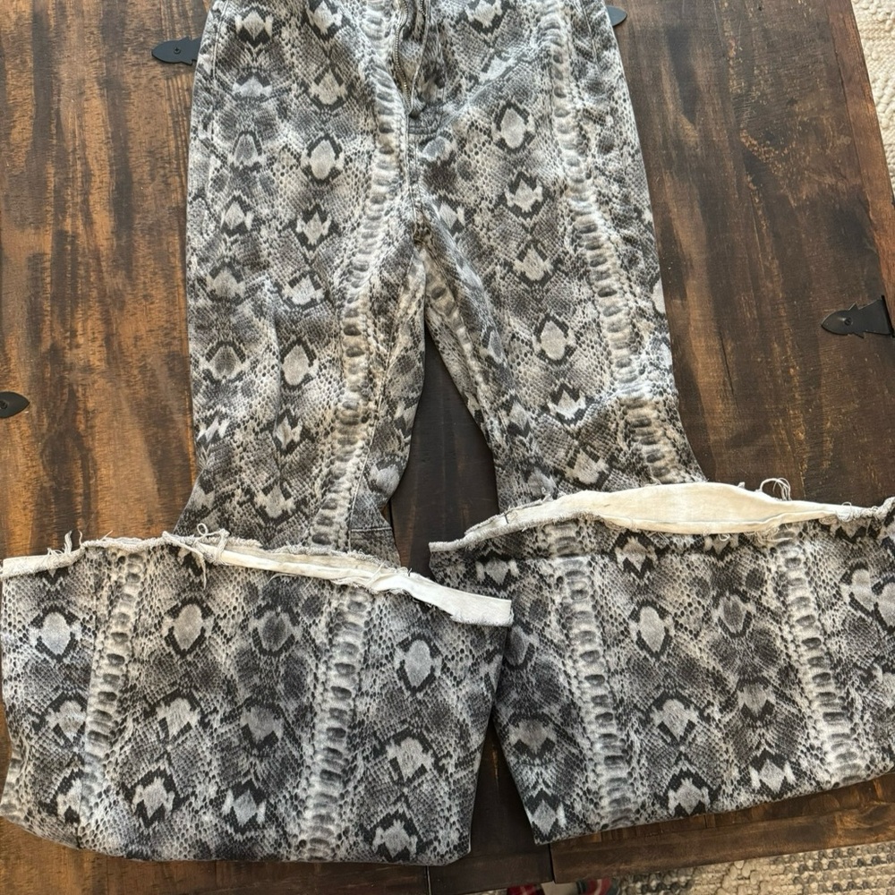 Snake Print Flared Pants